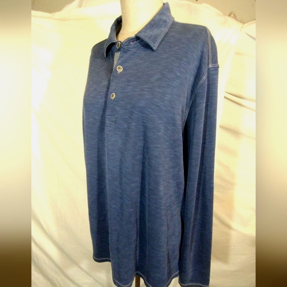 Tommy Bahama men blue Henley light weight sweater, Long sleeve, 1/2 button, L - Picture 4 of 13